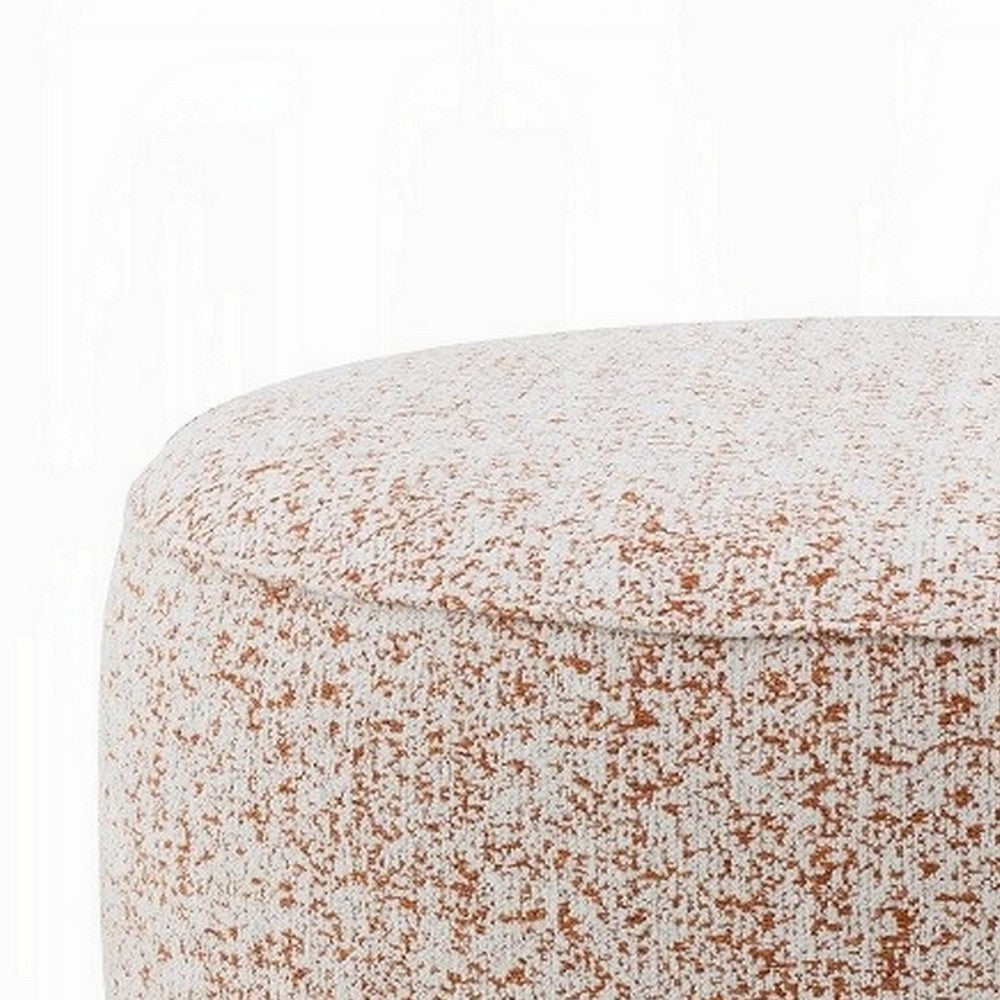 Sarah Ottoman, Round 39 Inch, Modern Style White Red Patterned Boucle -BM324354