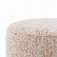 Sarah Ottoman, Round 39 Inch, Modern Style White Red Patterned Boucle -BM324354