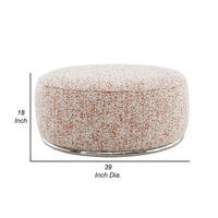 Sarah Ottoman, Round 39 Inch, Modern Style White Red Patterned Boucle -BM324354