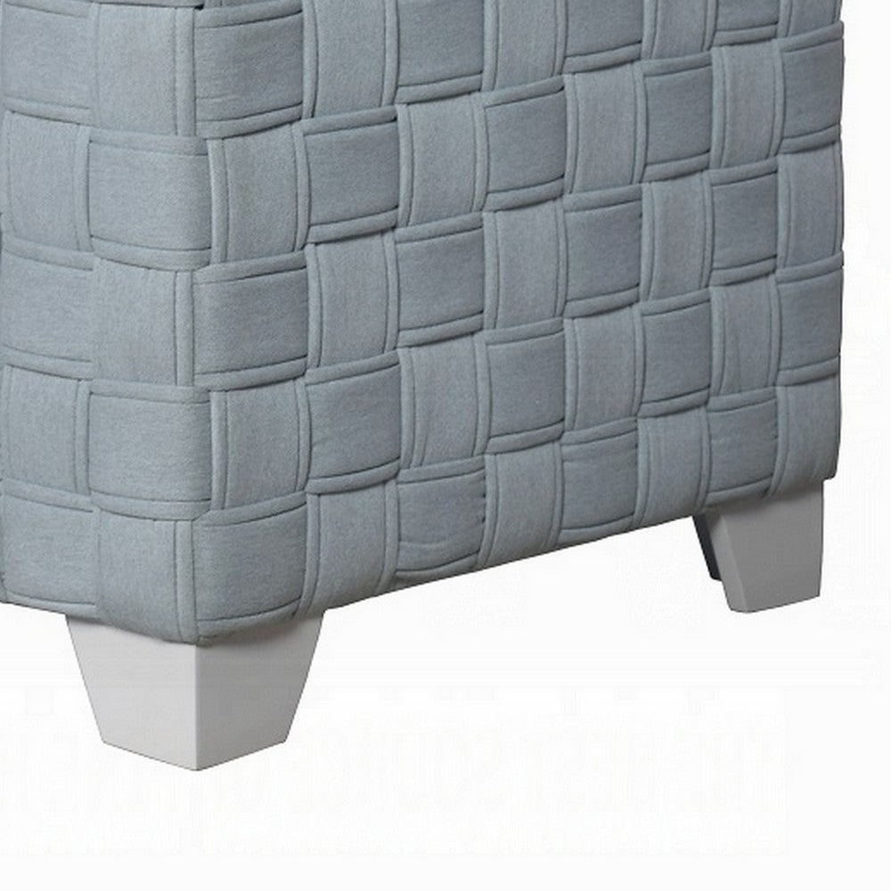 Reah Accent Chair, Knitted Light Blue Chenille, White Composite Wood -BM324355