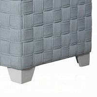 Reah Accent Chair, Knitted Light Blue Chenille, White Composite Wood -BM324355