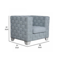 Reah Accent Chair, Knitted Light Blue Chenille, White Composite Wood -BM324355
