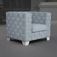 Reah Accent Chair, Knitted Light Blue Chenille, White Composite Wood -BM324355