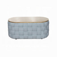 Reah Coffee Table, Knitted Light Blue Chenille, Brown Wood, 41 Inch -BM324356