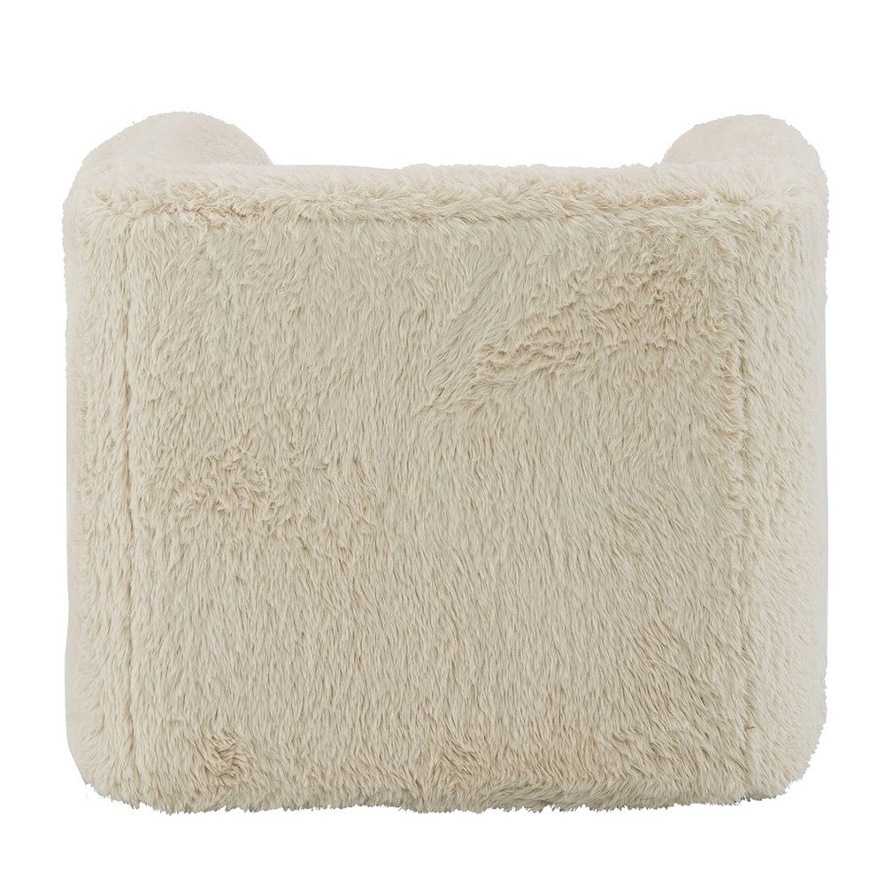 Savoir Swivel Accent Chair, Modern Soft Furry Beige Fabric, Round Arms -BM324359