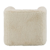 Savoir Swivel Accent Chair, Modern Soft Furry Beige Fabric, Round Arms -BM324359