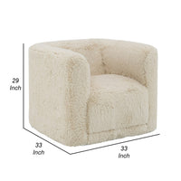 Savoir Swivel Accent Chair, Modern Soft Furry Beige Fabric, Round Arms -BM324359