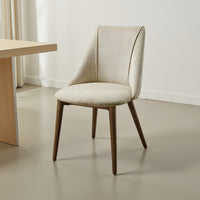 Iliana Side Dining Chair Set of 2, Beige Fabric, Tapered Brown Legs -BM324381