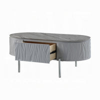 Doug Coffee Table, Gray High Gloss, Chrome Metal, Gray Wood, 47 Inch -BM324382