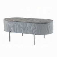 Doug Coffee Table, Gray High Gloss, Chrome Metal, Gray Wood, 47 Inch -BM324382