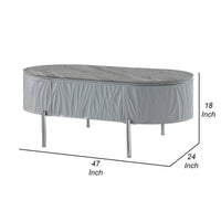 Doug Coffee Table, Gray High Gloss, Chrome Metal, Gray Wood, 47 Inch -BM324382