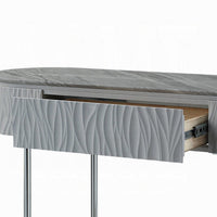 Doug Sofa Table, Gray High Gloss Wood, Drawers, Chrome Metal, 47 Inch -BM324384
