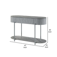 Doug Sofa Table, Gray High Gloss Wood, Drawers, Chrome Metal, 47 Inch -BM324384