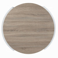 Romani Coffee Table, White High Gloss Wood, Brown Top, Round 33 Inch -BM324385