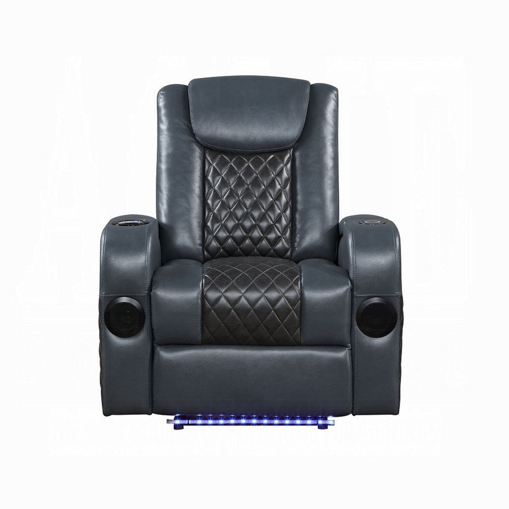 Liza Power Motion Recliner Chair, Bluetooth, Gray Black Faux Leather -BM324390