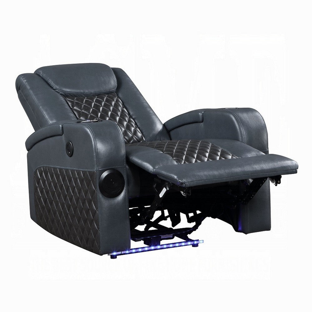 Liza Power Motion Recliner Chair, Bluetooth, Gray Black Faux Leather -BM324390