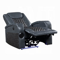 Liza Power Motion Recliner Chair, Bluetooth, Gray Black Faux Leather -BM324390