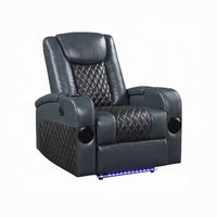 Liza Power Motion Recliner Chair, Bluetooth, Gray Black Faux Leather -BM324390