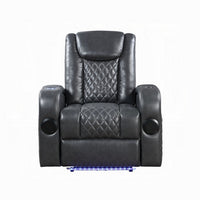 Liza Power Motion Recliner Chair, Bluetooth USB, Gray Faux Leather -BM324391