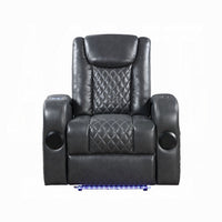 Liza Power Motion Recliner Chair, Bluetooth USB, Gray Faux Leather -BM324391