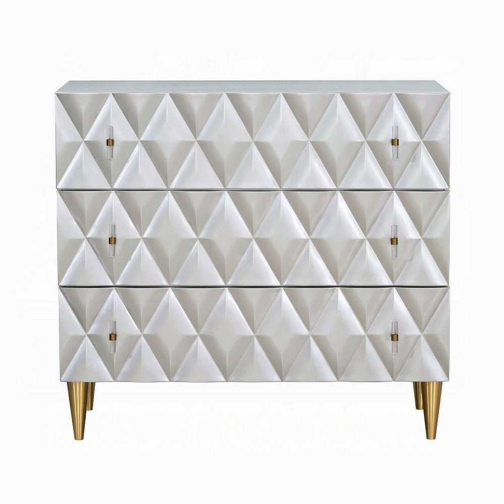 36 Inch Wide Nightstand Dresser, Drawers w Jewelry Tray, Silver, Gold -BM324393