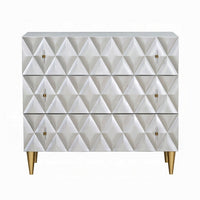 36 Inch Wide Nightstand Dresser, Drawers w Jewelry Tray, Silver, Gold -BM324393