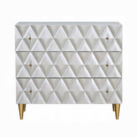 36 Inch Wide Nightstand Dresser, Drawers w Jewelry Tray, Silver, Gold -BM324393