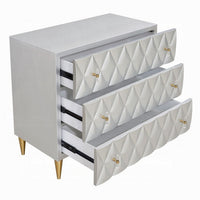 36 Inch Wide Nightstand Dresser, Drawers w Jewelry Tray, Silver, Gold -BM324393