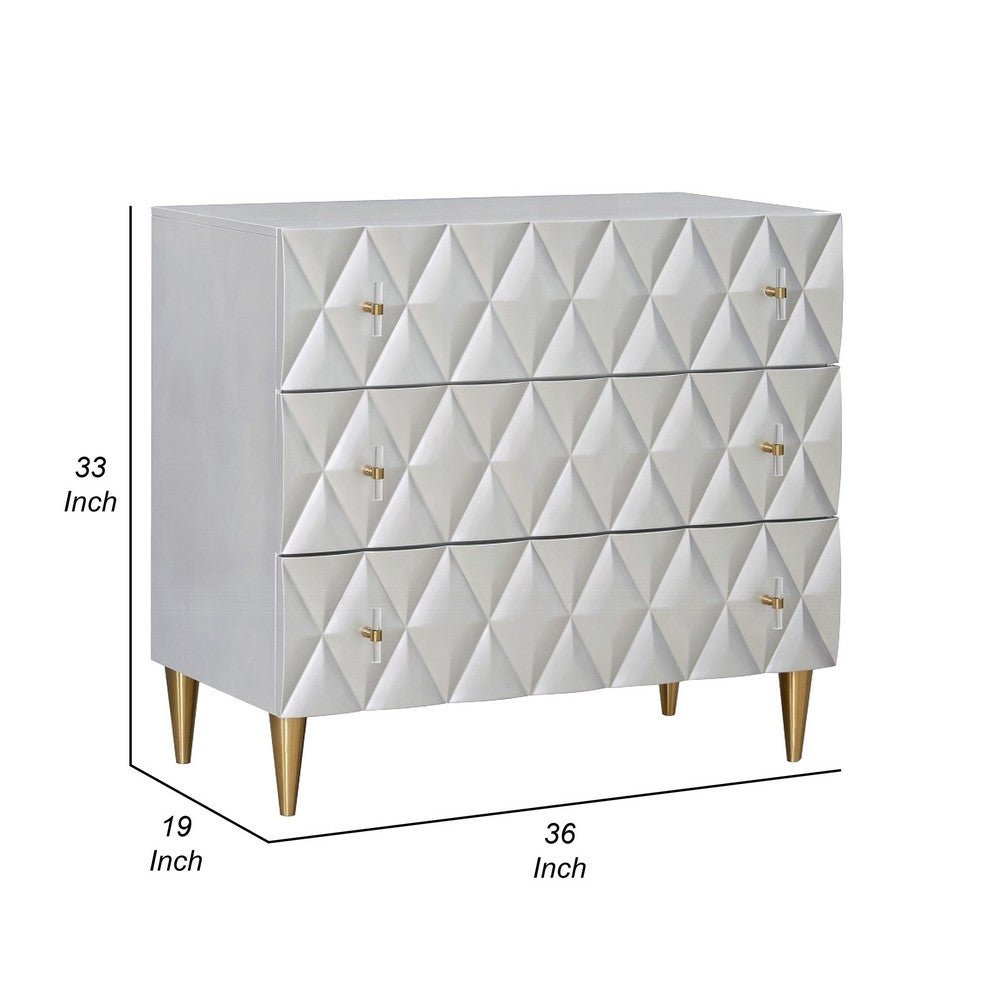 36 Inch Wide Nightstand Dresser, Drawers w Jewelry Tray, Silver, Gold -BM324393