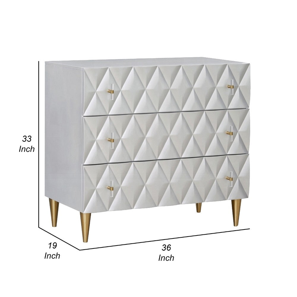 36 Inch Wide Nightstand Dresser, Drawers w Jewelry Tray, Silver, Gold -BM324393