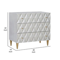 36 Inch Wide Nightstand Dresser, Drawers w Jewelry Tray, Silver, Gold -BM324393