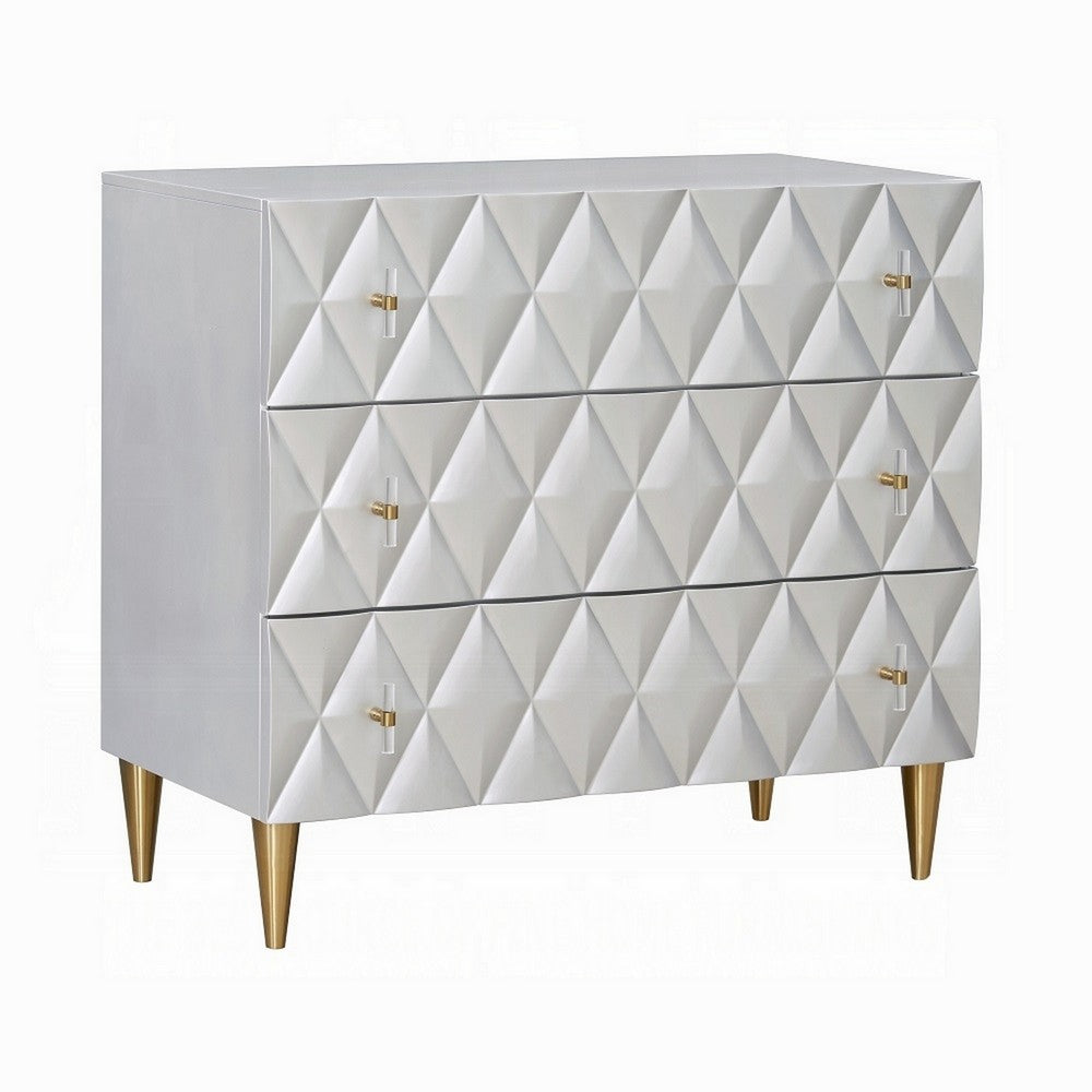 36 Inch Wide Nightstand Dresser, Drawers w Jewelry Tray, Silver, Gold -BM324393