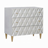 36 Inch Wide Nightstand Dresser, Drawers w Jewelry Tray, Silver, Gold -BM324393