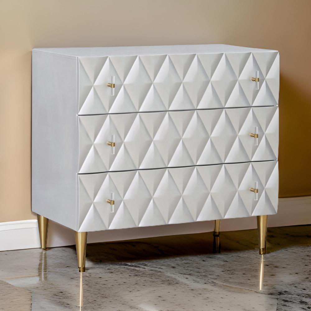 36 Inch Wide Nightstand Dresser, Drawers w Jewelry Tray, Silver, Gold -BM324393