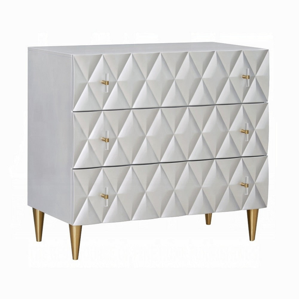 36 Inch Wide Nightstand Dresser, Drawers w Jewelry Tray, Silver, Gold -BM324393