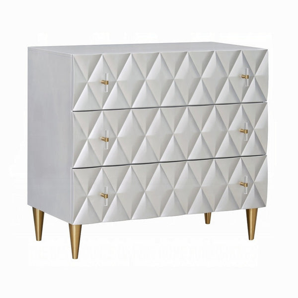 36 Inch Wide Nightstand Dresser, Drawers w Jewelry Tray, Silver, Gold -BM324393