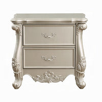 Bowe Nightstand with 2 Drawers, Scrolled, 32 Inch Champagne Gold Wood -BM324396