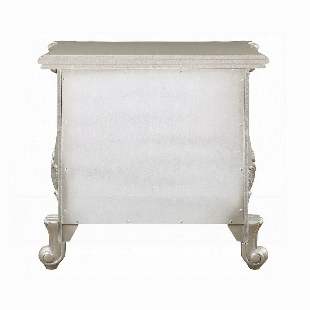 Bowe Nightstand with 2 Drawers, Scrolled, 32 Inch Champagne Gold Wood -BM324396