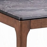 Evis Side End Table, 24 Inch Square Gray Faux Stone Top, Brown Wood -BM324404