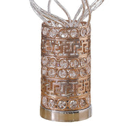 Table Lamp, Rose Bud Floral Vase, Cage Textured Gold Chrome 22 Inch  -BM324412