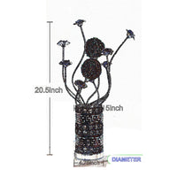 Table Lamp, Rose Bud Floral Vase, Cage Textured Gold Chrome 22 Inch  -BM324412