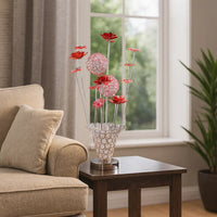 Accent Table Lamp, LED, Red Roses Trumpet Crystal Vase, Chrome 21 Inch -BM324413