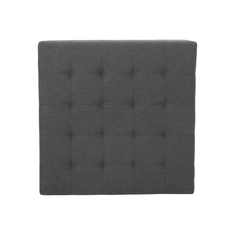 Cindy Ottoman with Storage, 31 Inch Square, Gray Waffle Stitch Fabric - BM324418