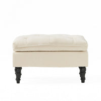 Ottoman, Pillow Top Cushion, 29x18 Rectangular Tufted Ivory Fabric - BM324419