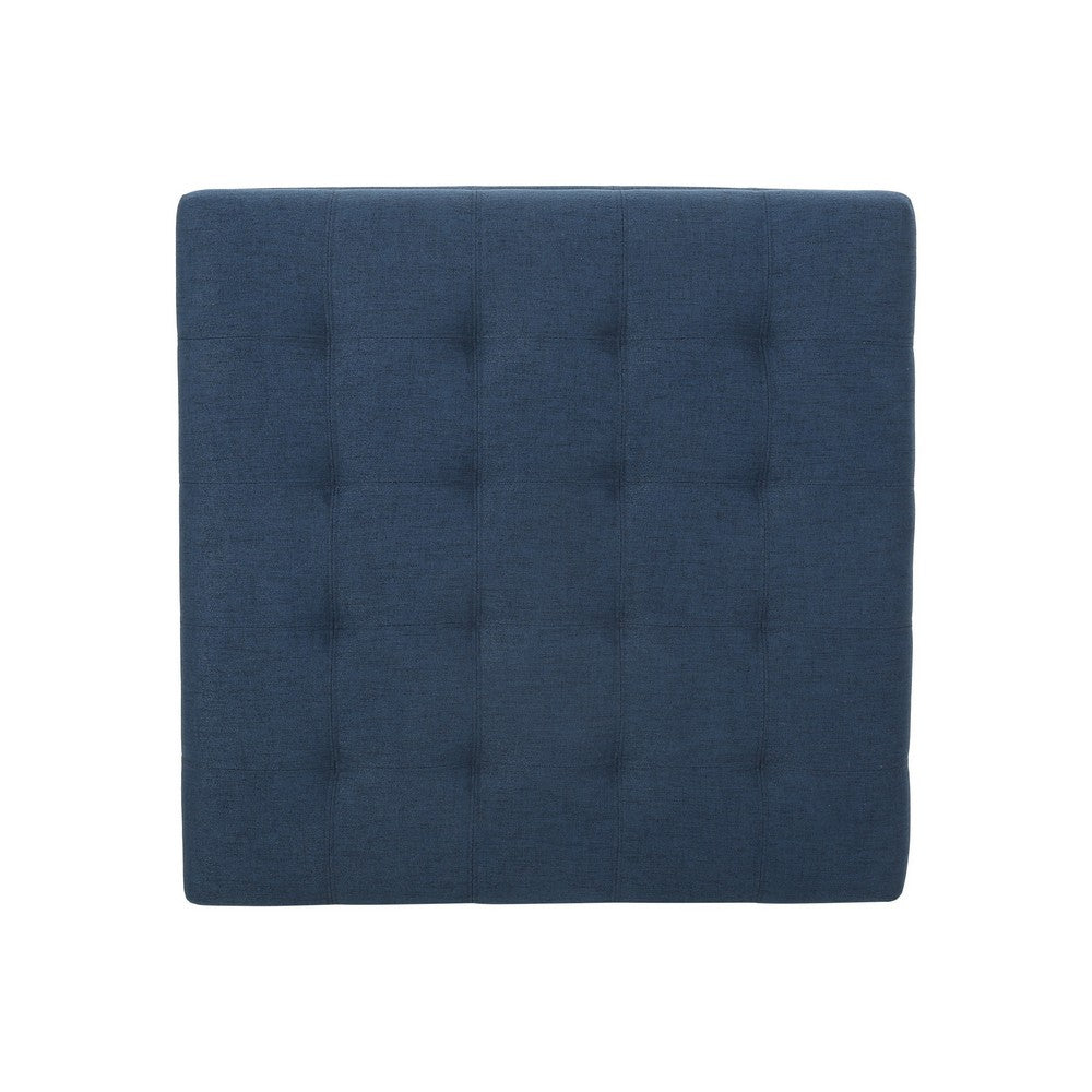 Cindy Ottoman, 31 Inch Square  w Storage, Birch Wood, Blue Polyester - BM324420