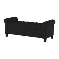 Shawn Storage Bench with Rolled Arms, 50 Inch Button Tufted Dark Gray  - BM324421