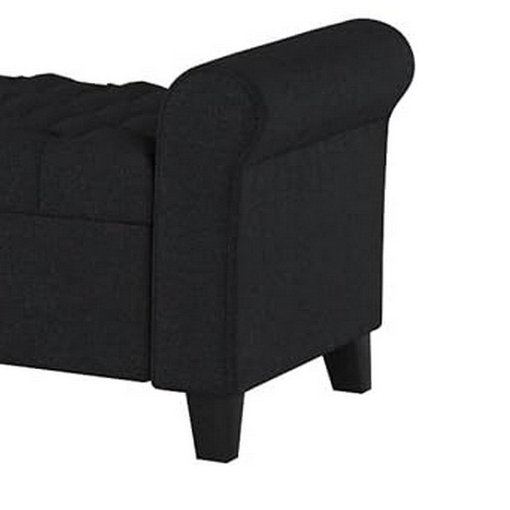 Shawn Storage Bench with Rolled Arms, 50 Inch Button Tufted Dark Gray  - BM324421