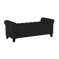 Shawn Storage Bench with Rolled Arms, 50 Inch Button Tufted Dark Gray  - BM324421