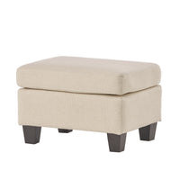 Ottoman, Beige Linen, 18x24 Cushioned Seat, Brown Birch Wood Legs - BM324423