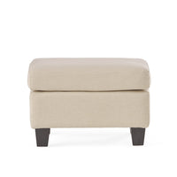 Ottoman, Beige Linen, 18x24 Cushioned Seat, Brown Birch Wood Legs - BM324423